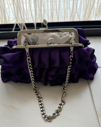 Pochette borsa gioiello XOXO viola con strass