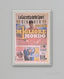 Quadro Gazzetta Sinner numero 1 al mondo 2024