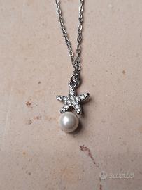 Collana donna steel acciaio perlina e stellina