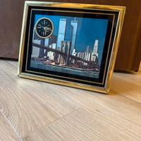 Quadro vintage New York torri gemelle orologio