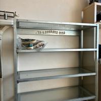 Scaffale libreria “Levis”vetro e metallo con ruote