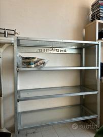 Scaffale libreria “Levis”vetro e metallo con ruote