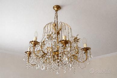 Lampadario a Gocce di Cristallo Stile Maria Teresa