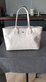 Hogan-H bag shopping pelle bianca con sacca