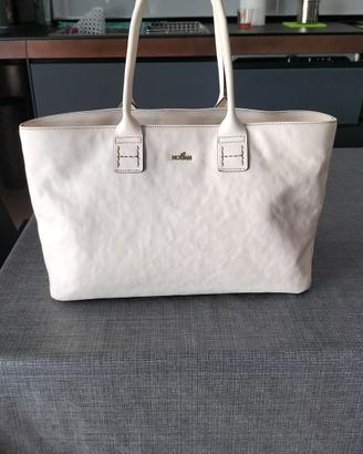 Hogan-H bag shopping pelle bianca con sacca