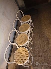 Set 4 SgabelVintage stile Thonet in legno e paglia