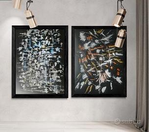 Dipinti astratti quadri moderni originali coppia