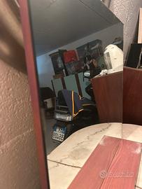 Specchio da bagno con base in legno massello