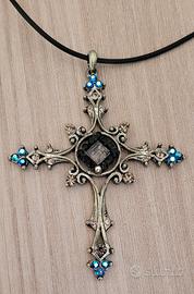 collana con ciondolo a croce stile Gotic da donna 