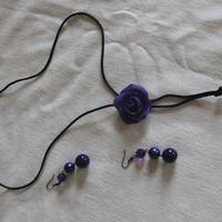 Parure collana e orecchini viola