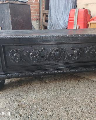 CASSAPANCA ANTICA IN LEGNO EPOCA 800 DA RESTAURO