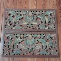 Coppia di antichi pannelli etnici, motivi floreali