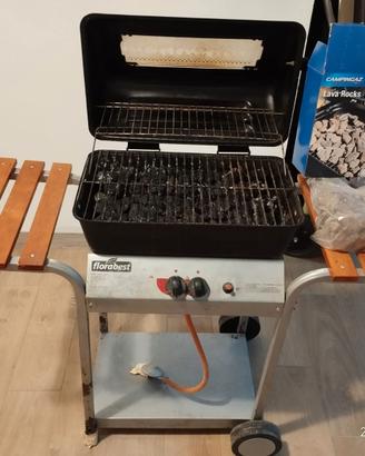 Barbecue a gas e pietra lavica Florabest