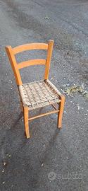 Sedia Vintage da Bambino in Legno e Paglia