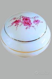 Portagioie Porcellana Vintage Fiori Rosa e Oro