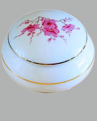 Portagioie Porcellana Vintage Fiori Rosa e Oro