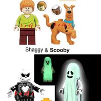 5 minifigure Scooby-doo Shaggy FantaFluo tipo Lego
