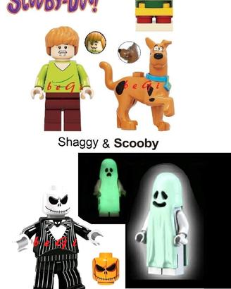 5 minifigure Scooby-doo Shaggy FantaFluo tipo Lego
