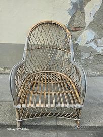 Poltrona Vintage in Midollino e Rattan - Stile Bo