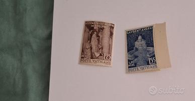 Due francobolli della Città  Vaticano, serie 1951
