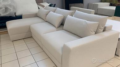 Divano contenitore grigio moduli + chaise longue