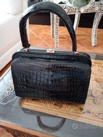 borsa coccodrillo nera vintage