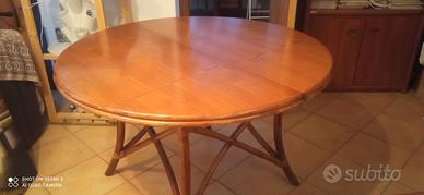 TAVOLO TONDO LEGNO   ALLUNGABILE CON GAMBE BAMBOO