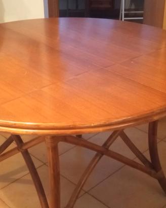 TAVOLO TONDO LEGNO   ALLUNGABILE CON GAMBE BAMBOO