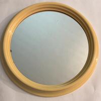 Specchio rotondo vintage anni 70 plastica bianca
