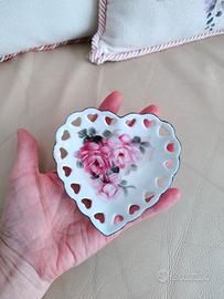 Piatto porcellana a cuore dipinto a mano Vintage 