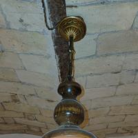 Coppia di Lampadari in vetro di murano e legno