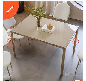 Mai aperto, tavolo  120x80 vetro temperato beige