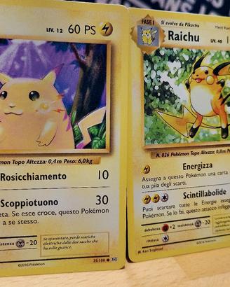 Carte Pokemon Pikachu e Raichu 