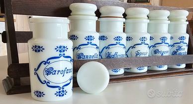 Set portaspezie vintage in vetro opalino