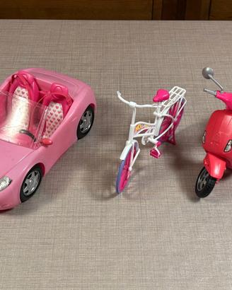 Lotto Veicoli Barbie - Auto Cabriolet, Scooter e B