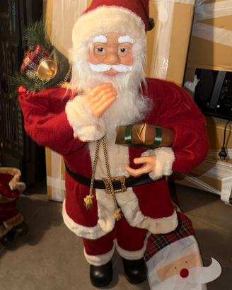 Statua Babbo Natale in tessuto con regaloAlto 80cm