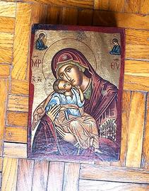 Icona bizantina con certificato con vero oro