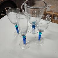 Calici Vino, Acqua, Flûte gambo decorato + brocca