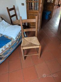 4 sedie impagliate in noce 