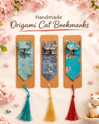 Set di 3 segnalibri gatto origami 