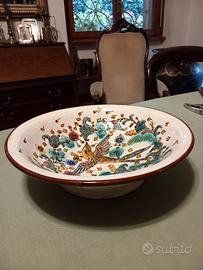 Antica ciotola in ceramica smaltata dipinta a mano