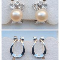 Argento 925 Orecchini con perle e Zirconi