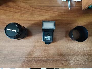 Kit fotografia Olympus vintage obiettivo + flash