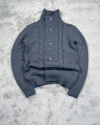 Cardigan uomo XL grigio antracite cable knit