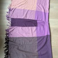 Mantella in pura lana a macro quadri multicolore