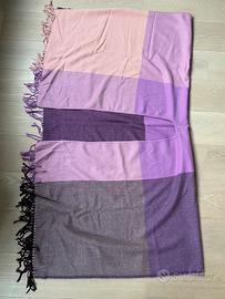 Mantella in pura lana a macro quadri multicolore