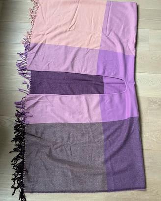 Mantella in pura lana a macro quadri multicolore