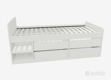 SLÄKT Struttura letto/contenit/base doghe, bianco.