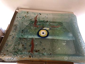 Vassoio in vetro decorato