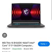 msi thin b13udx-1826it rtx 3050 6gb 